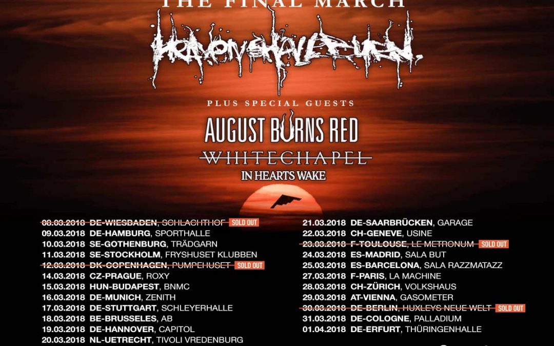 Heaven Shall Burn + August Burns Red + Whitechapel + In Hearts Wake @ Ancienne Belgique – 18 maart 2018